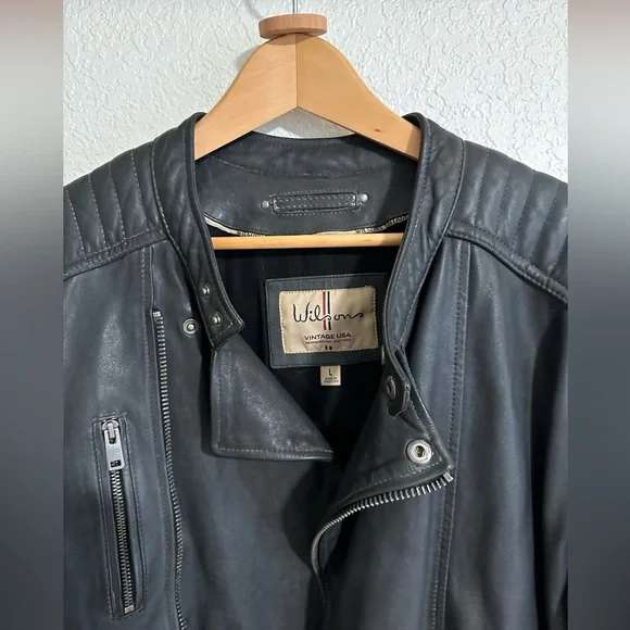 Leather Moto Jacket Wilson’s Vintage Line L - Picture 5 of 9